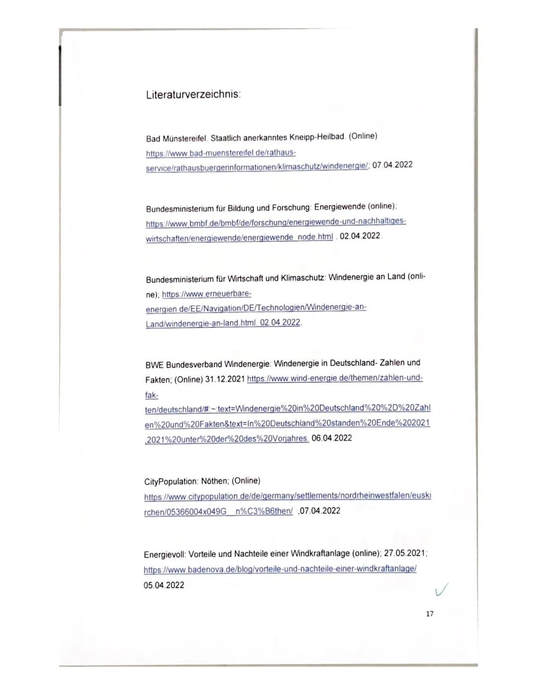 um
"Energiegewinnung durch Windkraft in Deutschland -
Ausbau um jeden Preis?"
Schriftliche Facharbeit im Fach Geographie LK.
08. April 2022
