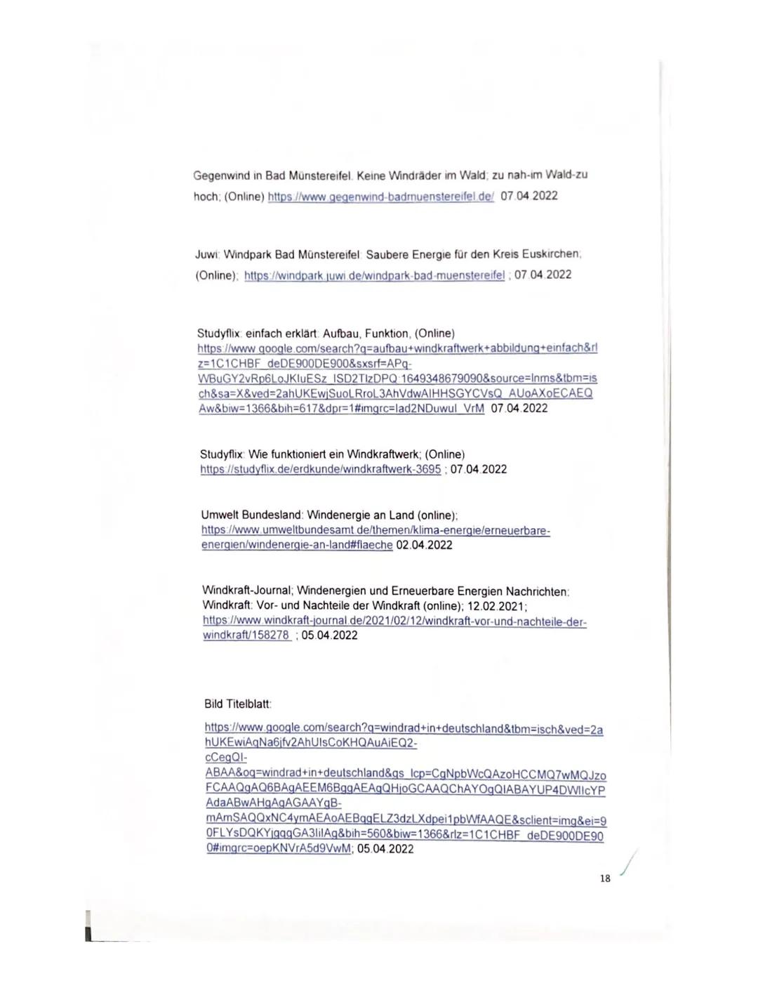 um
"Energiegewinnung durch Windkraft in Deutschland -
Ausbau um jeden Preis?"
Schriftliche Facharbeit im Fach Geographie LK.
08. April 2022
