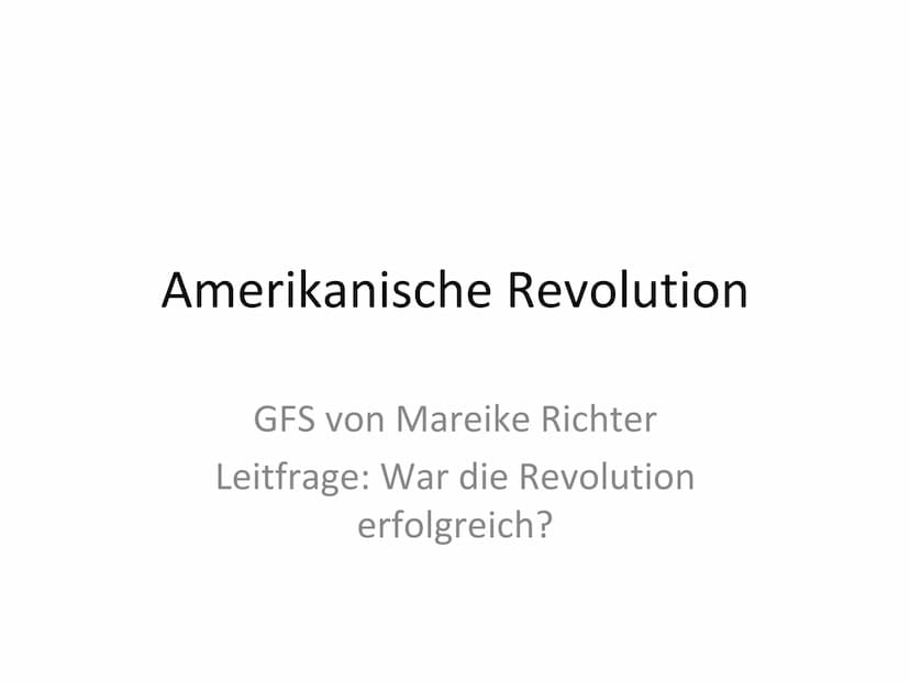 GFS Amerikanische Revolution von Mareike Richter
Handout Amerikanische Revolution
Gründe für Kolonisation
England: Steuereinnehmen, neue Roh