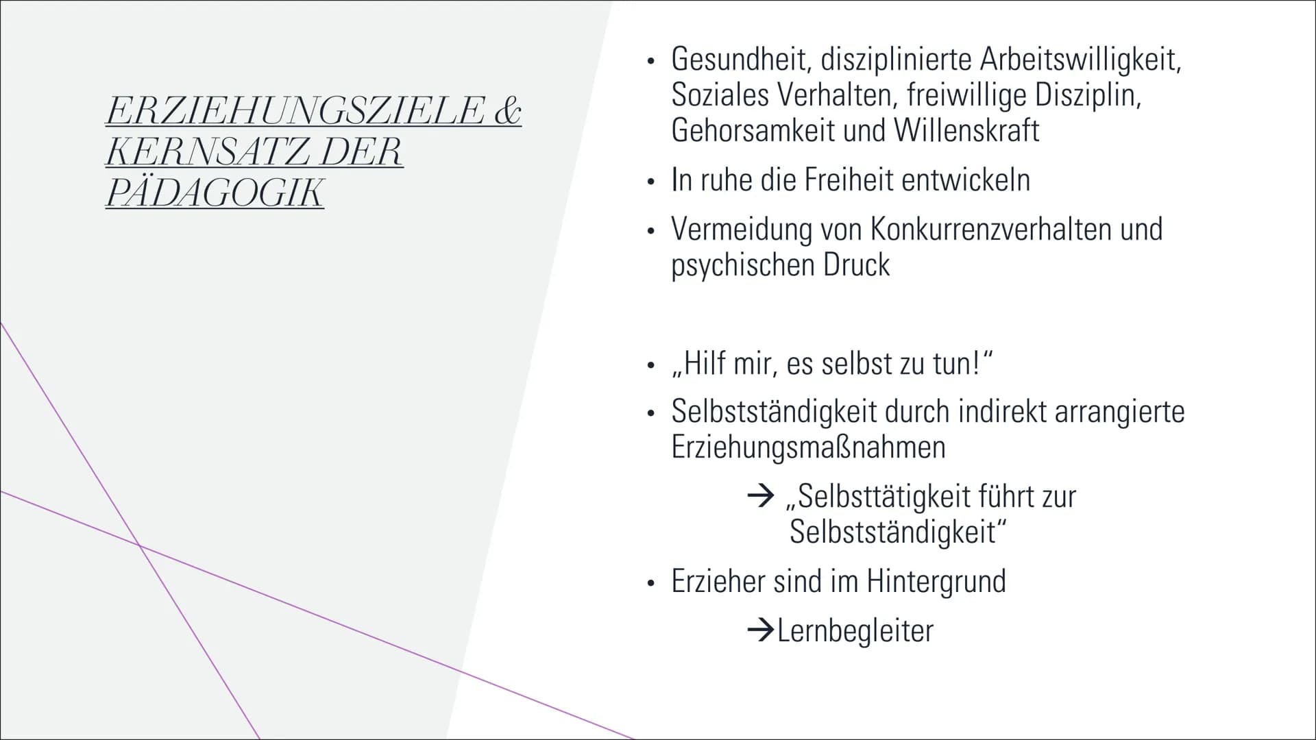 MARIA
MONTESSORI INHALTS-
VERZEICHNIS
Maria Montessori
Montessori- Schulen
Montessori Pädagogik
Biographie
Schulen
Ziele & Grundannahmen
Erz