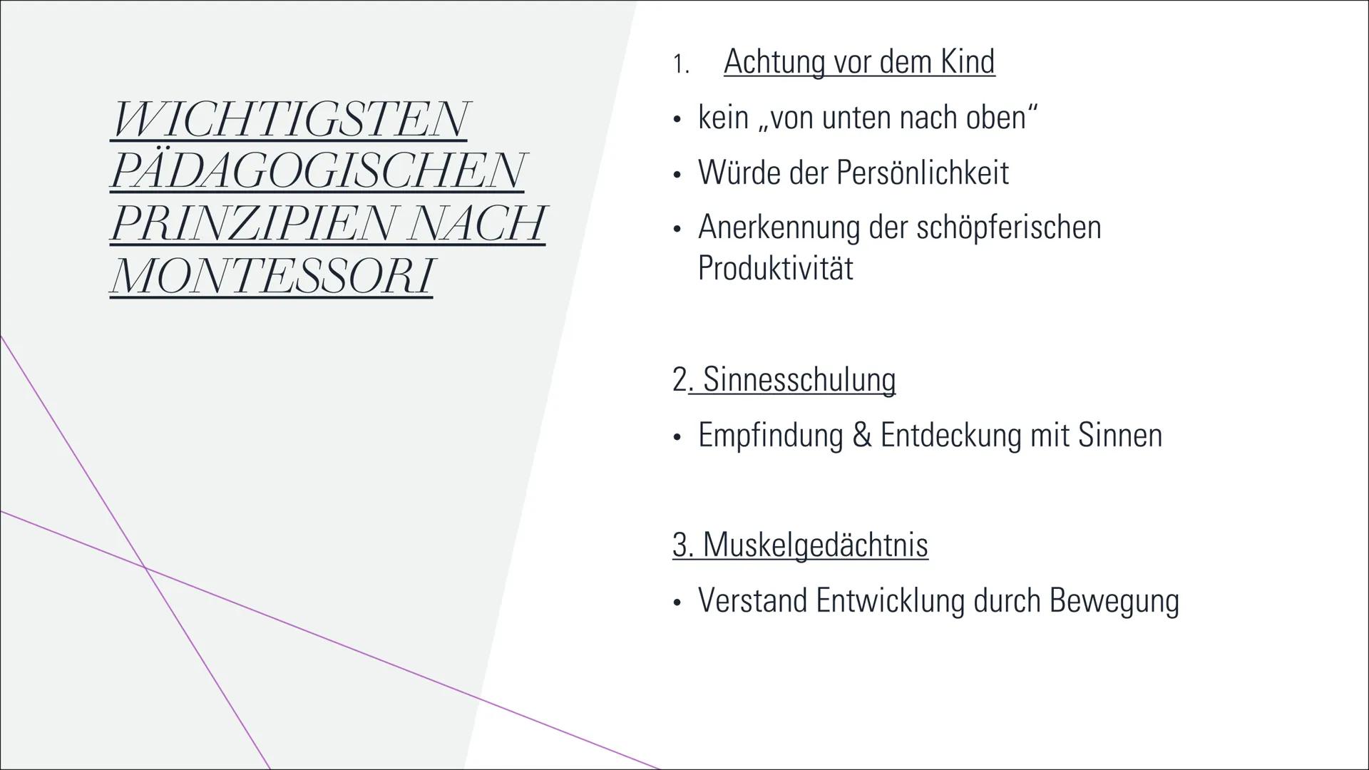 MARIA
MONTESSORI INHALTS-
VERZEICHNIS
Maria Montessori
Montessori- Schulen
Montessori Pädagogik
Biographie
Schulen
Ziele & Grundannahmen
Erz