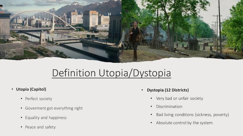 The Hunger
Games Table of Contents
Definition Utopia/Dystopia
General information
Summary/The Key Moments
Setting
Characters
Dystopian eleme