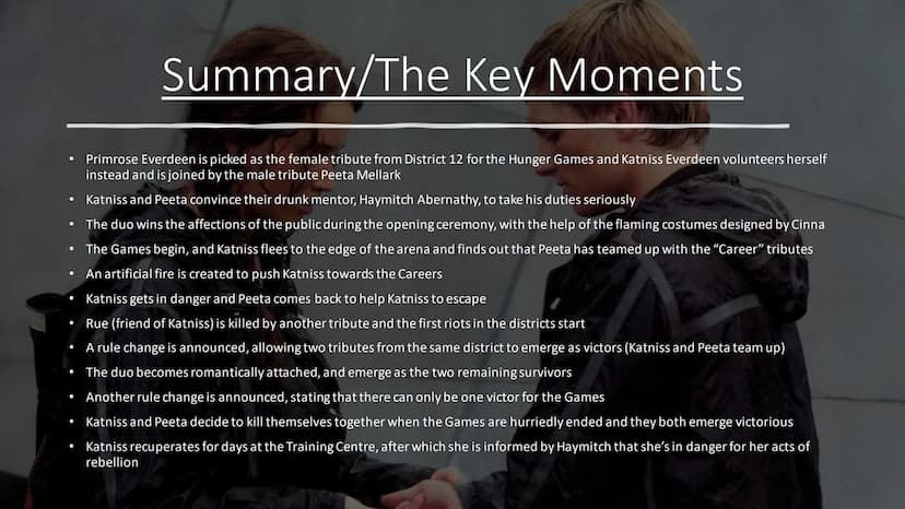 The Hunger
Games Table of Contents
Definition Utopia/Dystopia
General information
Summary/The Key Moments
Setting
Characters
Dystopian eleme