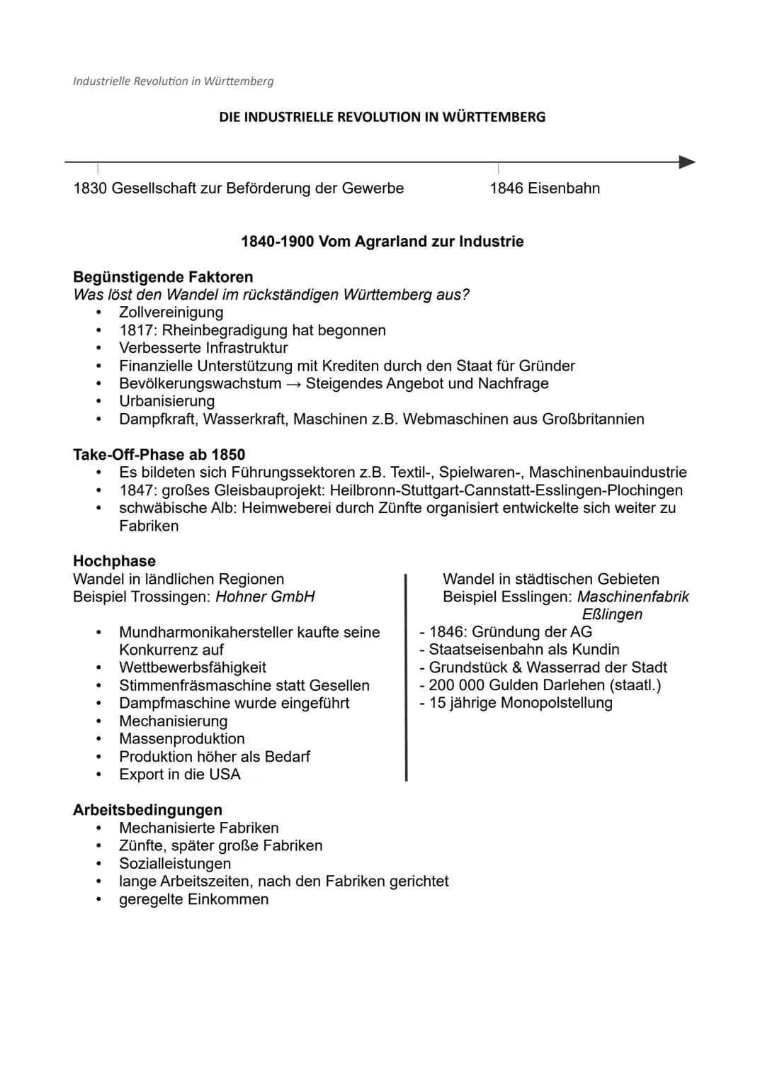 Industrielle Revolution in Württemberg
1830 Gesellschaft zur Beförderung der Gewerbe
●
Begünstigende Faktoren
Was löst den Wandel im rückstä