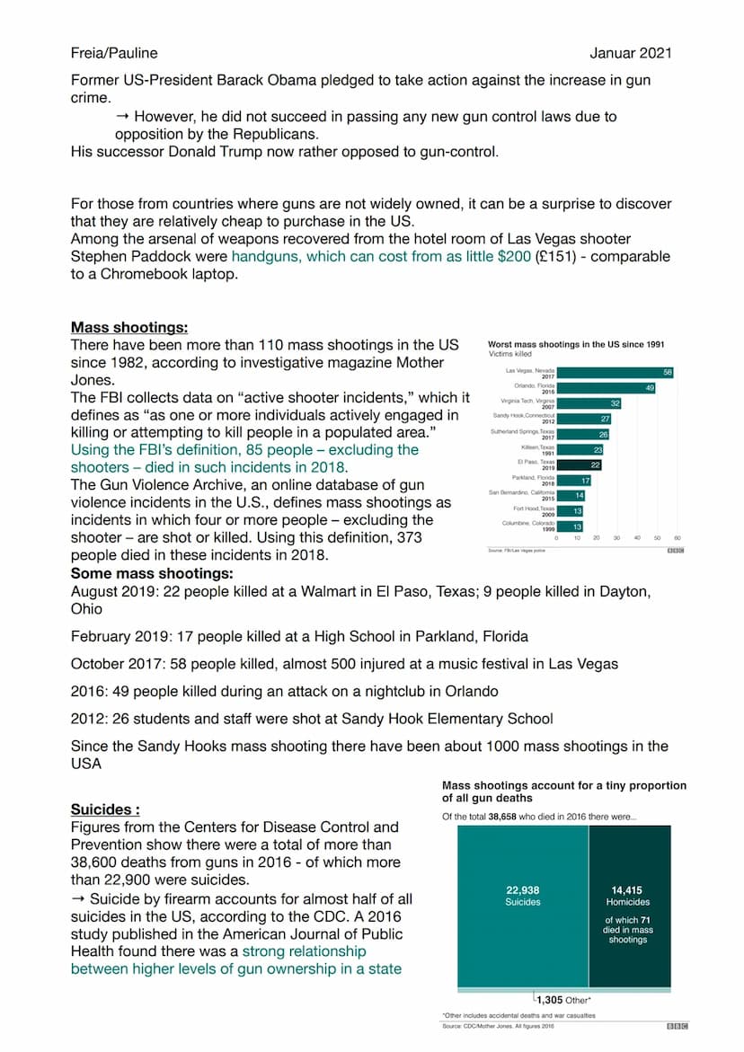 Freia/Pauline
Gun Control
(Sources: BBC Article, PEW research Center, English lessons, other student's material, Abinunity)
The role guns pl