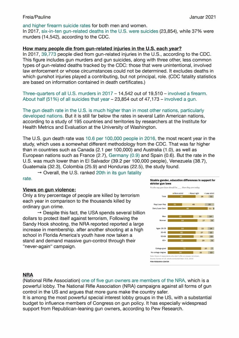 Freia/Pauline
Gun Control
(Sources: BBC Article, PEW research Center, English lessons, other student's material, Abinunity)
The role guns pl