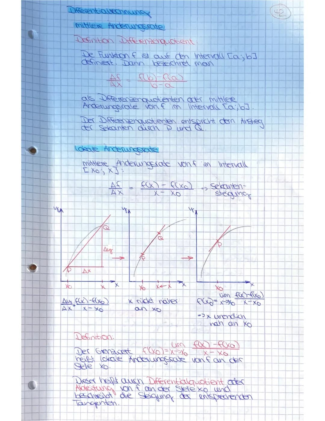 you
Differentia
mittlere Anderungsrate
Definition Differenzenquotient:
De Funktion f ist auf den Intervall [a,b]
definiert. Dann bezeichnet 