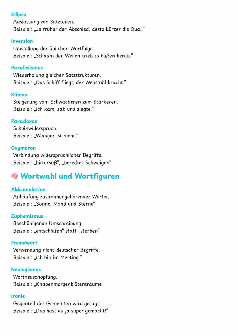 --- OCR Start ---
Schluss
Deutung/Interpretation zusammenfassen
Eigene Meinung / Bezug zur Gegenwart möglich
Wichtige Analyse-Punkte:
Wer sp