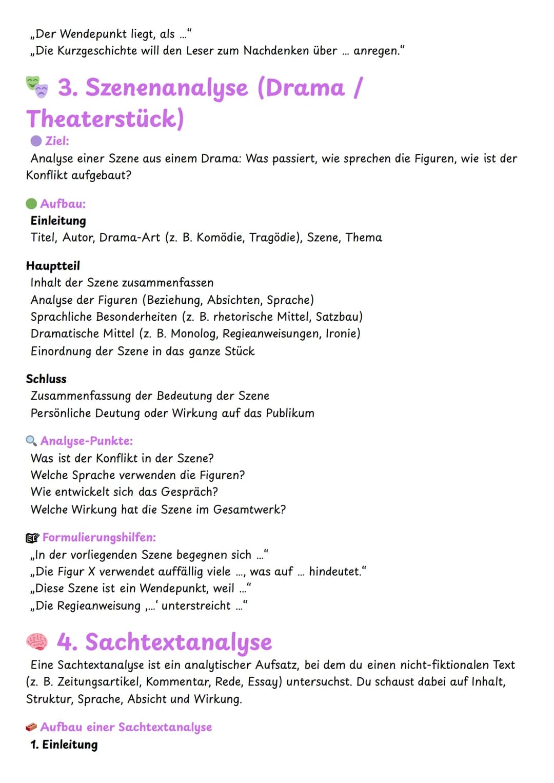 --- OCR Start ---
Schluss
Deutung/Interpretation zusammenfassen
Eigene Meinung / Bezug zur Gegenwart möglich
Wichtige Analyse-Punkte:
Wer sp