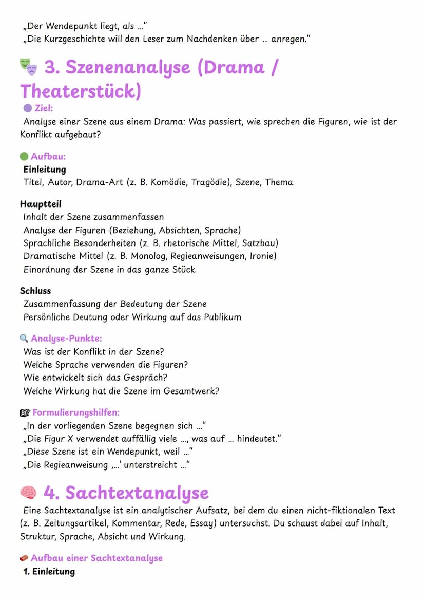 --- OCR Start ---
Schluss
Deutung/Interpretation zusammenfassen
Eigene Meinung / Bezug zur Gegenwart möglich
Wichtige Analyse-Punkte:
Wer sp