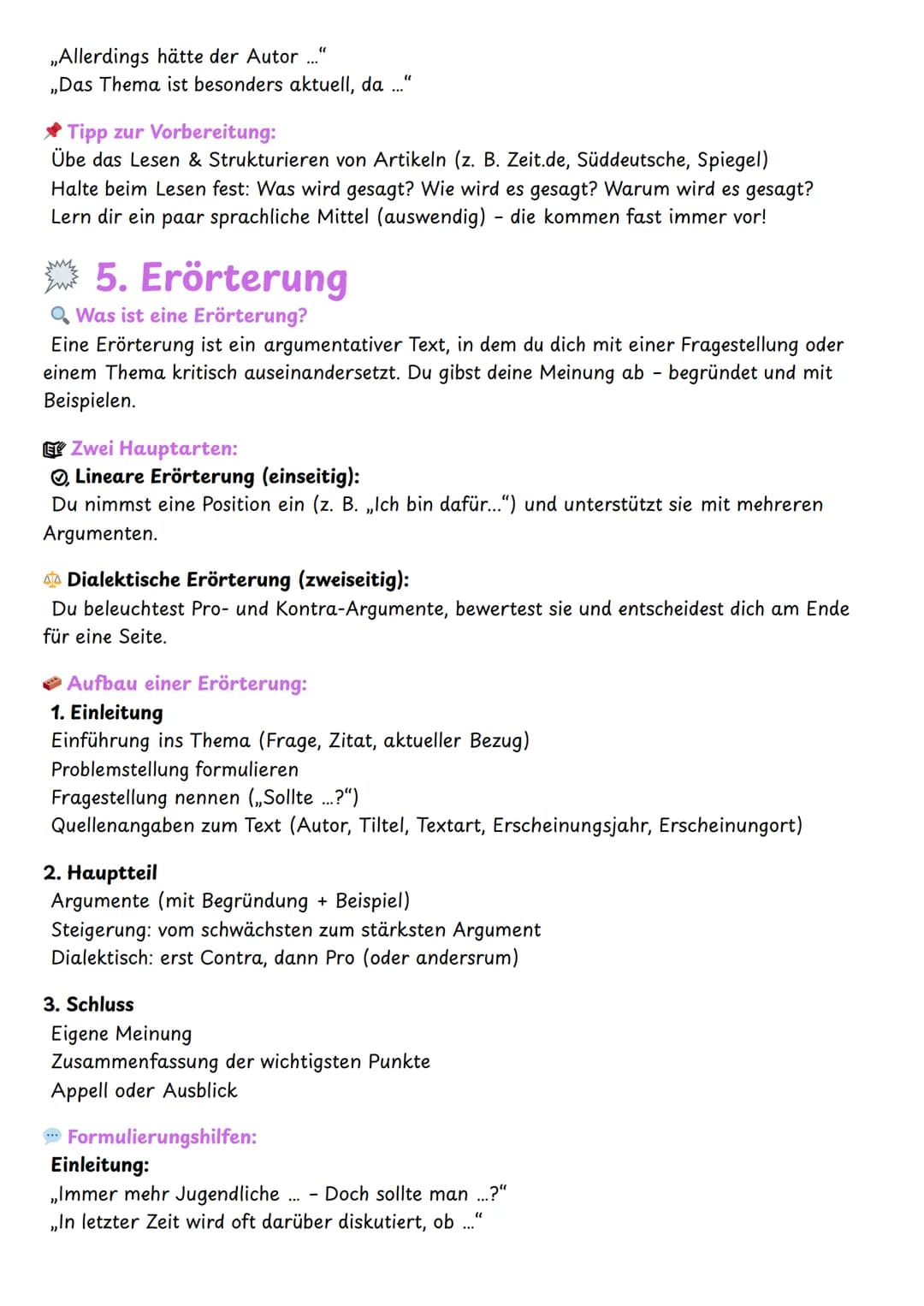 --- OCR Start ---
Schluss
Deutung/Interpretation zusammenfassen
Eigene Meinung / Bezug zur Gegenwart möglich
Wichtige Analyse-Punkte:
Wer sp