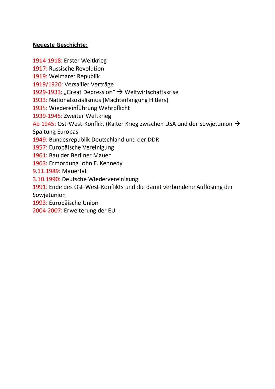 Frühgeschichte:
Vor ca. 13,7 Mrd. Jahren: Urknall
Vor ca. 4,6 Mrd. Jahren: Entstehung der Erde
Vor ca. 4 Mio. Jahren: erstes Menschenähnlich