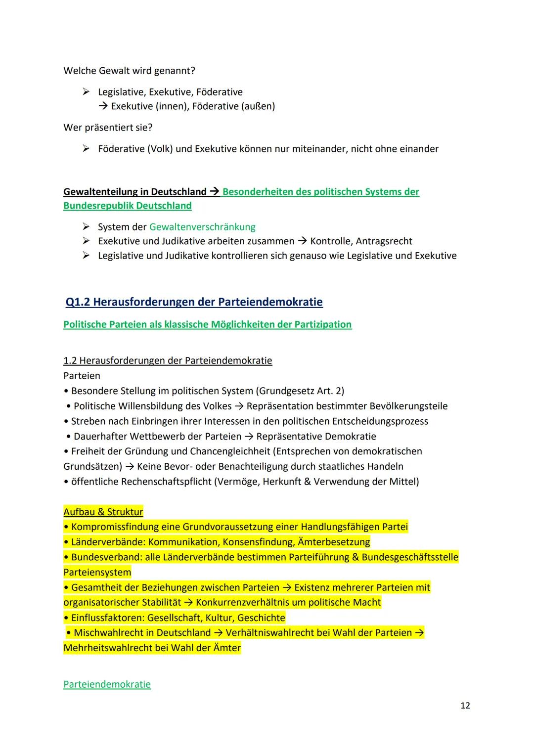 Q1.1 Verfassung und Verfassungswirklichkeit: Rechtsstaatlichkeit und
Verfassungskonflikte
Verfassungswirklichkeit nicht alle Normen sind bzw