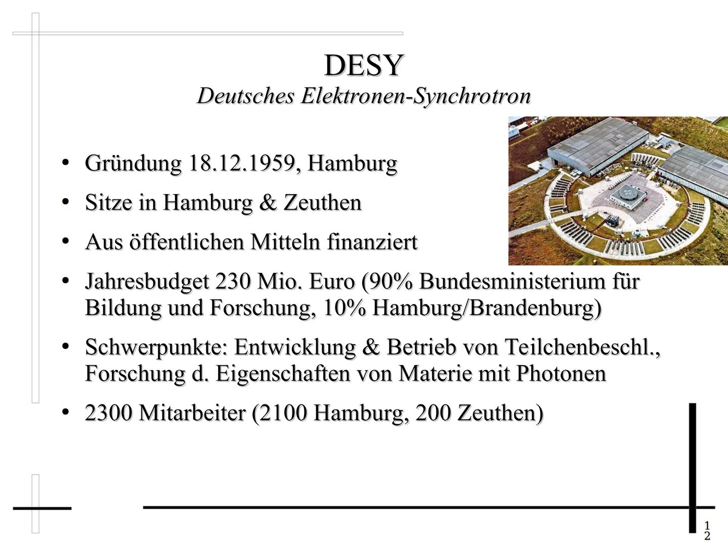 Teilchenbeschleuniger
1 1.Allgemeines
1.1 Geschichte
1.2 Grundlegendes
2.Beschleuniger
2.1 Linearbeschleuniger
2.2 Zyklotron
2.3 Synchrotron