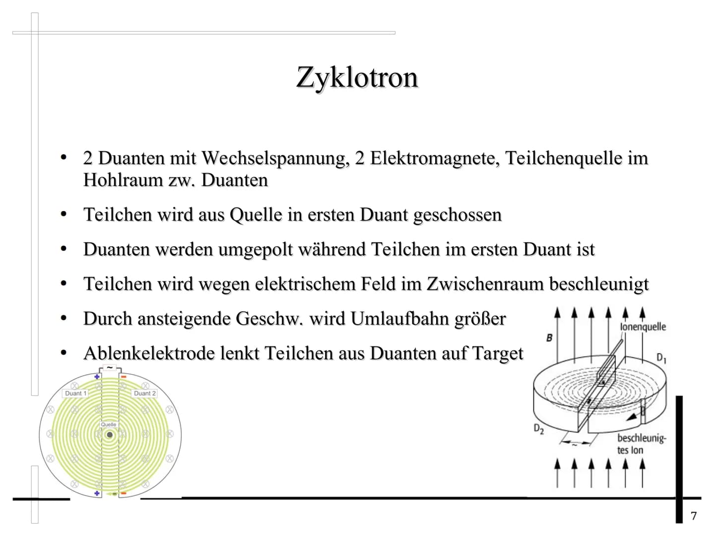 Teilchenbeschleuniger
1 1.Allgemeines
1.1 Geschichte
1.2 Grundlegendes
2.Beschleuniger
2.1 Linearbeschleuniger
2.2 Zyklotron
2.3 Synchrotron