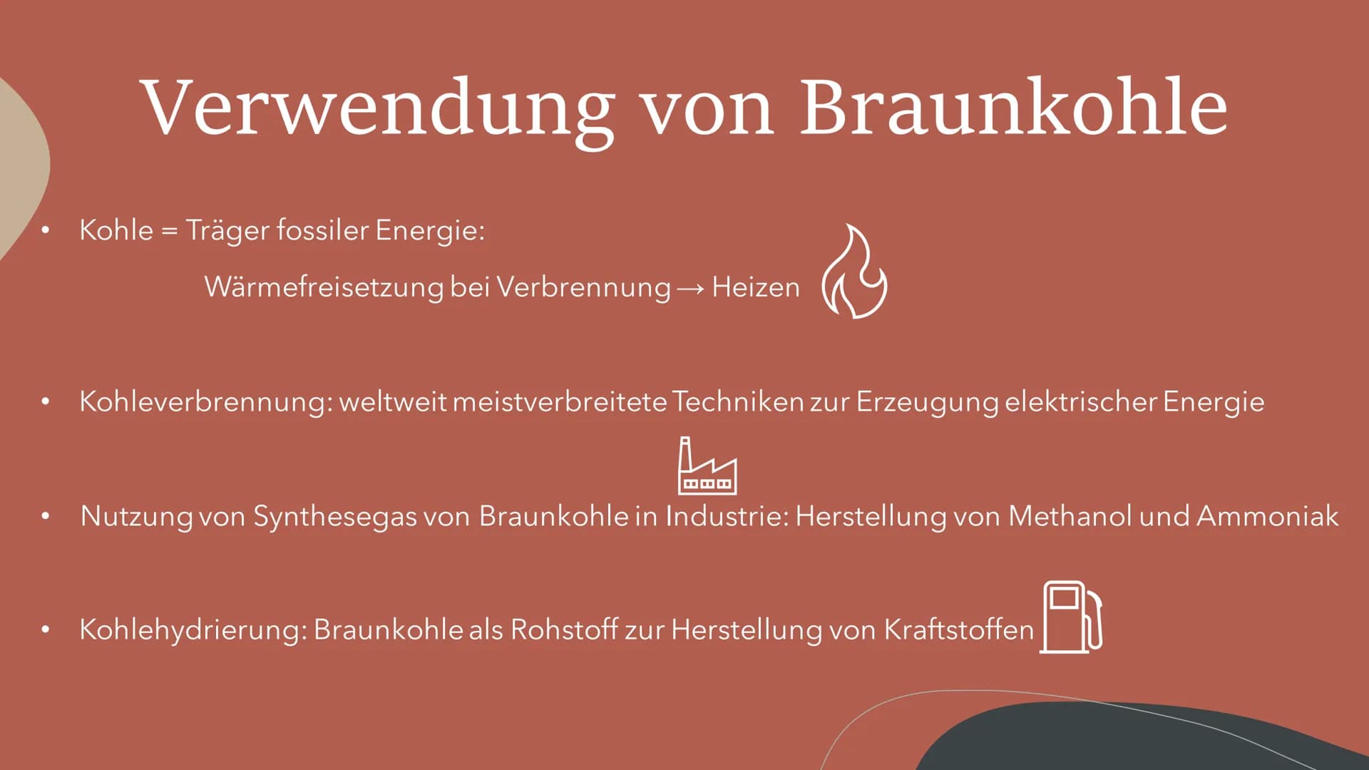 allgemeine Informationen
• bräunlich-schwarzes Sedimentgestein
• Entstehung unter Druck und Luftabschluss durch Inkohlung von organischen Su
