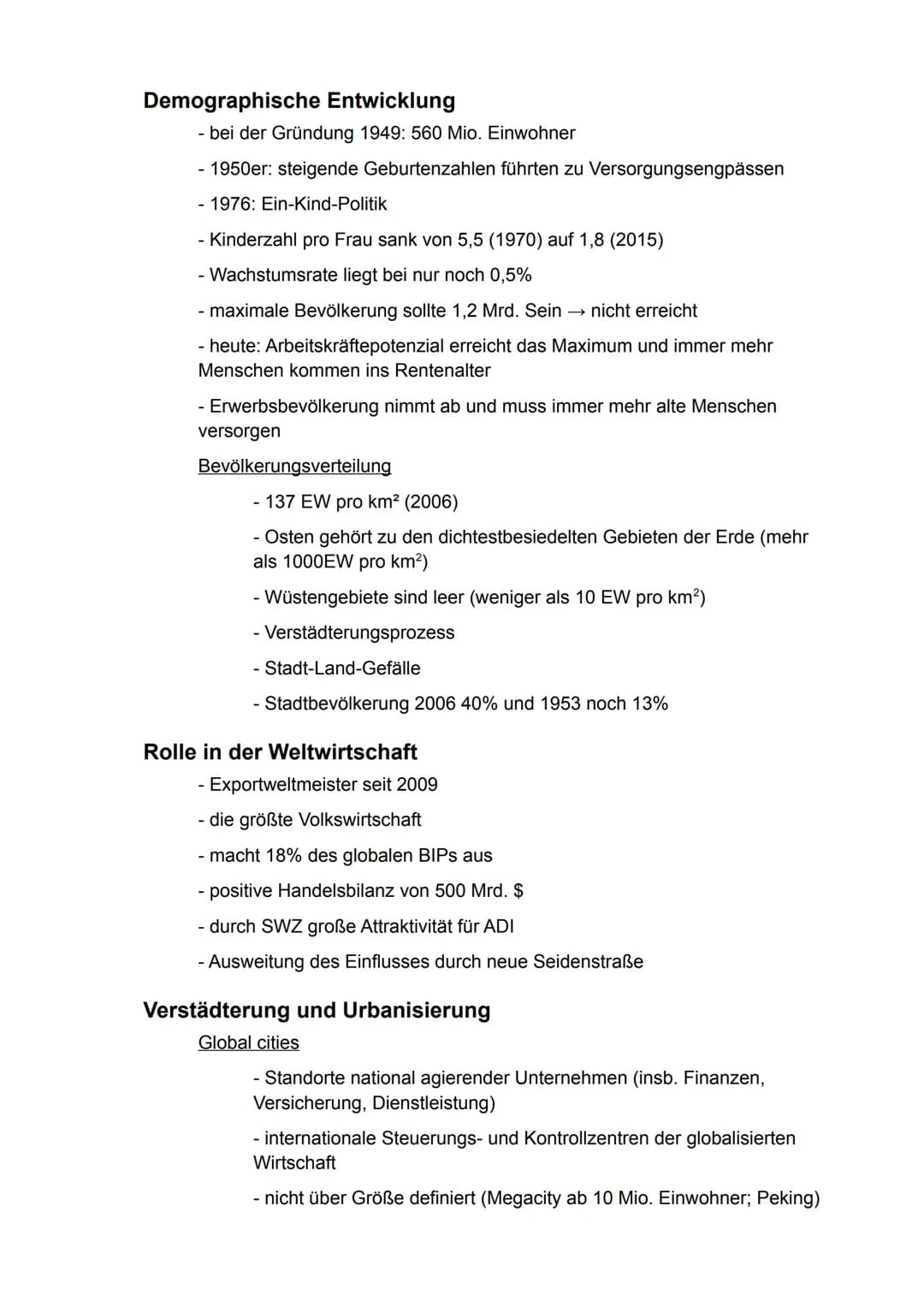 Erdkunde
gA
Semester 3
- Ostasien - Inhaltsverzeichnis
China.....
Wirtschaftliche Entwicklung.
Demographische Entwicklung..
Rolle in der Wel