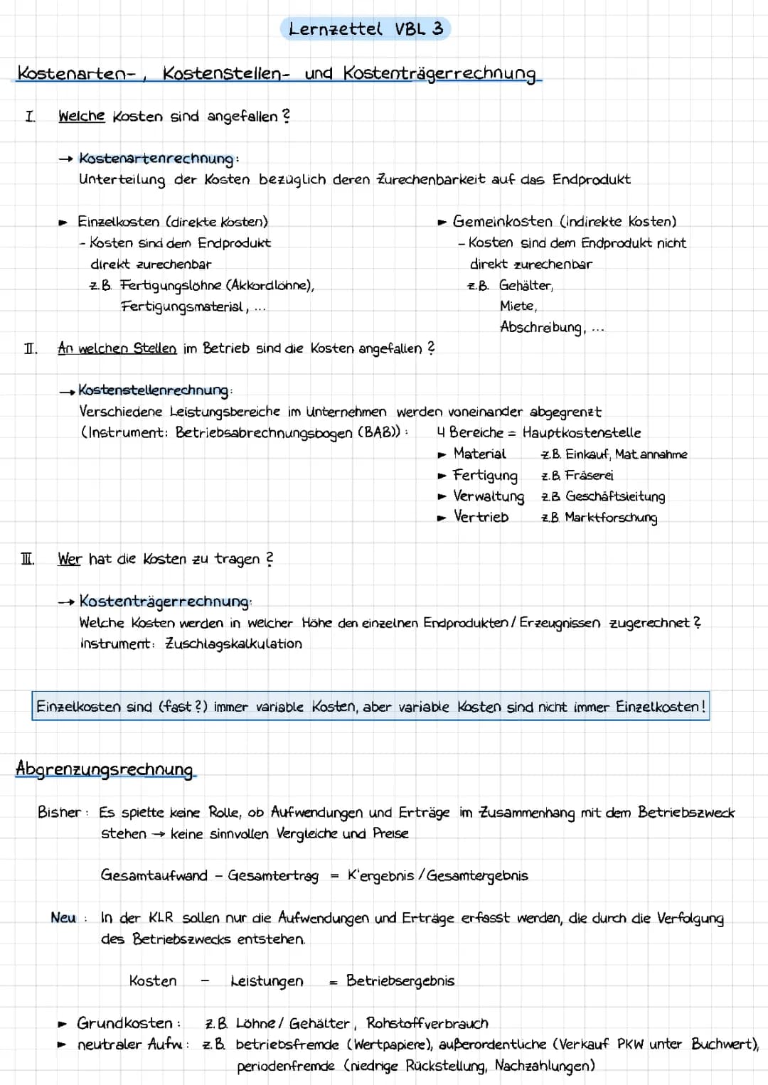 Kostenrechnung & Abgrenzungsrechnung