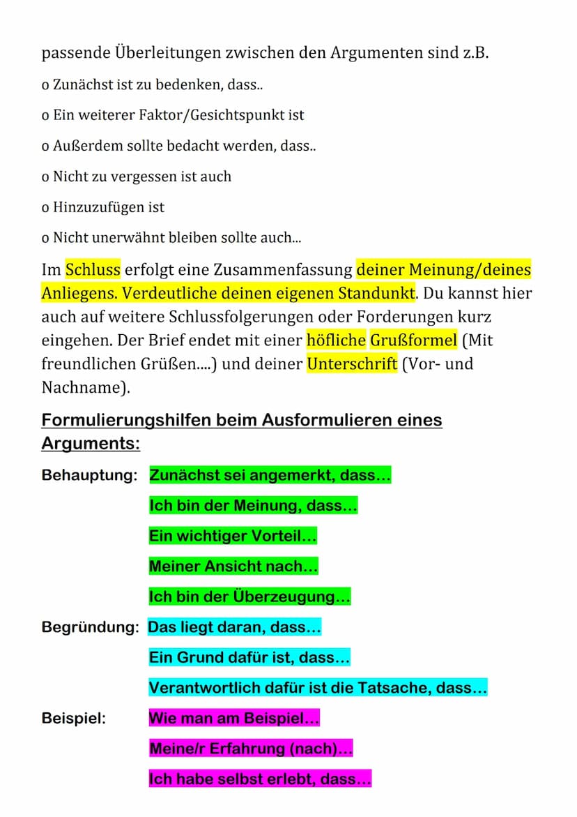 Einen argumentativen Leserbriefe zu einem
Artikel verfassen
Mit einem Leserbrief willst du andere überzeugen. Deshalb musst du deine
Aussage
