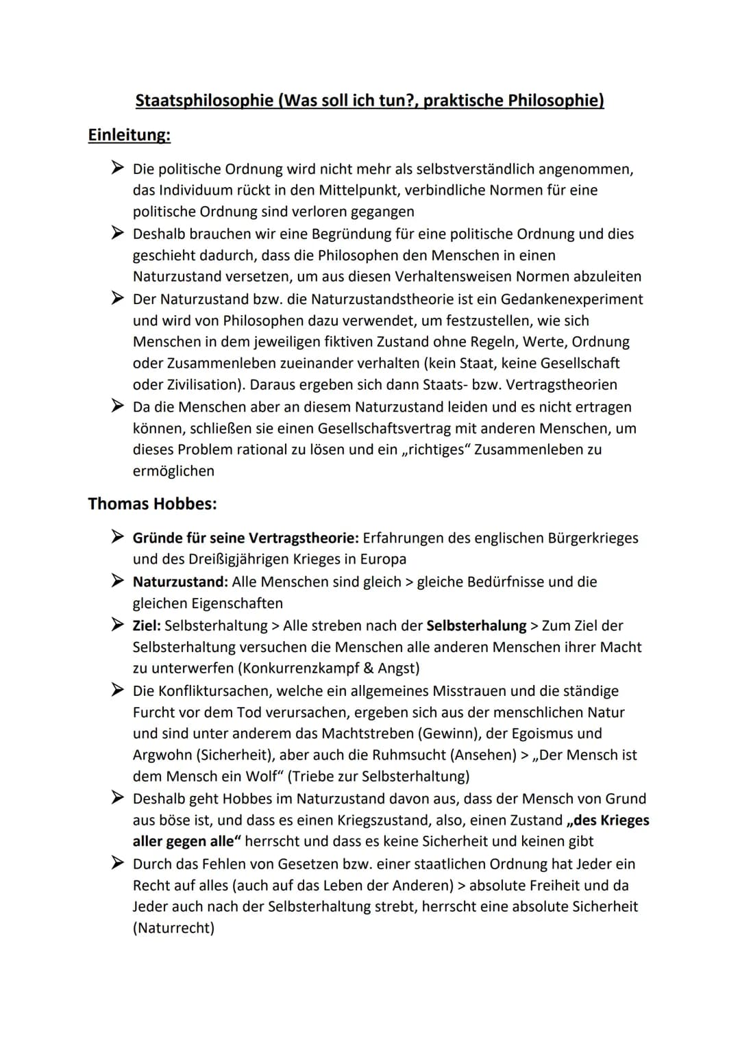 Staatsphilosophie (Was soll ich tun?, praktische Philosophie)
Einleitung:
Die politische Ordnung wird nicht mehr als selbstverständlich ange
