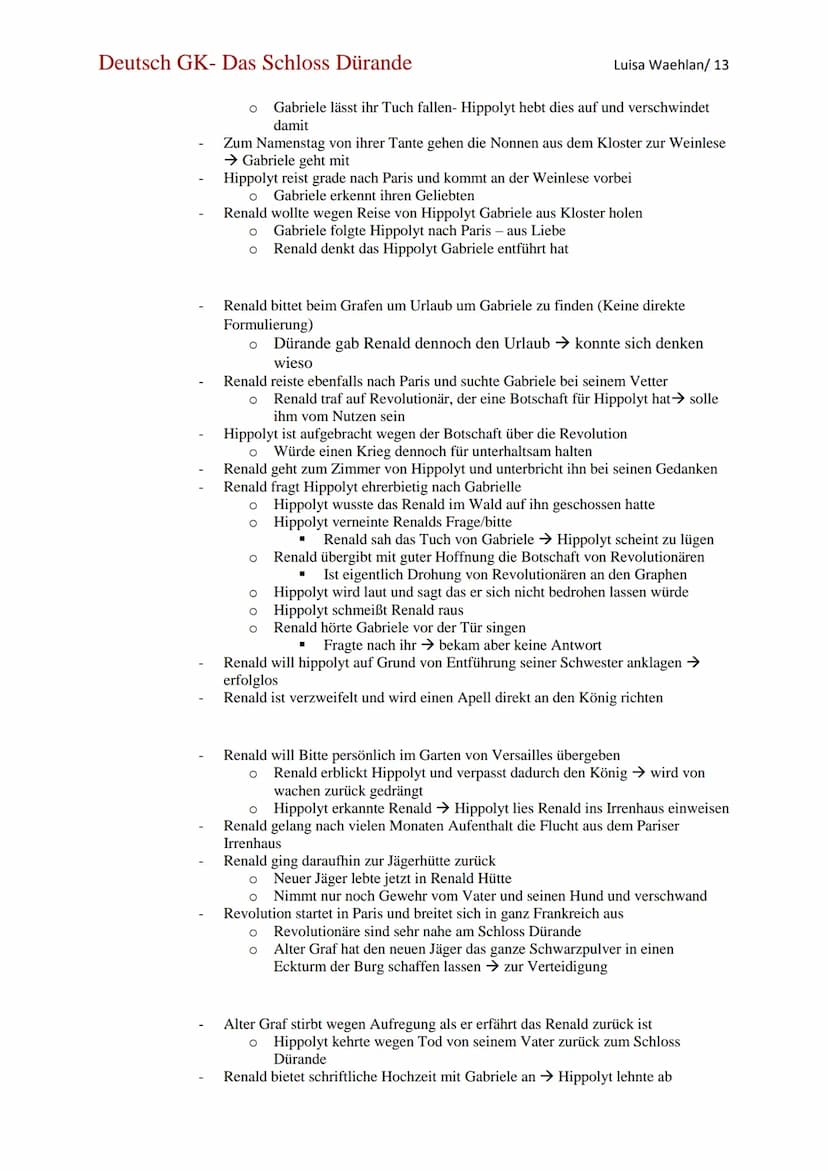 Deutsch GK- Das Schloss Dürande
Novelle von Joseph von Eichendorf
Entstanden 1835/1836
Problematik:
Orte:
Klassenunterschiede in vorrevoluti