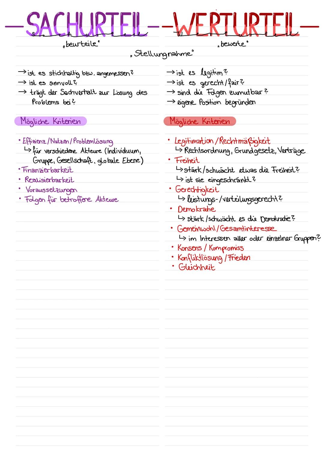 -SACHURTEIL--WERTURTEIL—
Stellungnahme"
beurteile
ist es stichhaltig bzw. angemessen?
→ist es sinnvoll?
→→ trägt der Sachverhalt zur Lösung 