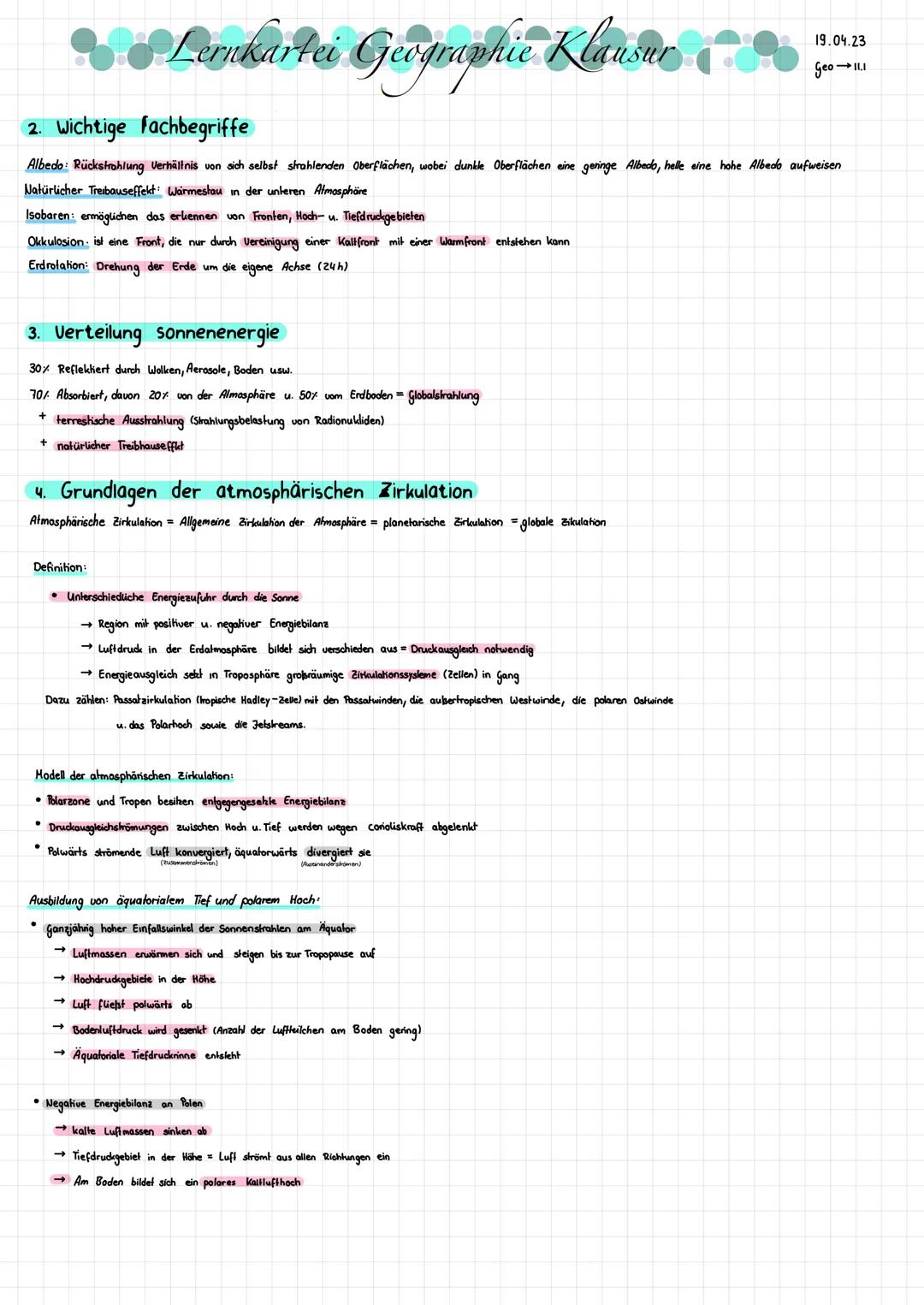 # Lernkartei - Geographie Klausur Übersicht

1. Atmosphäre
 * Funktion
 * Zusammensetzung der Luft
2. wichtige Fachbegriffe
3. Verteilung de