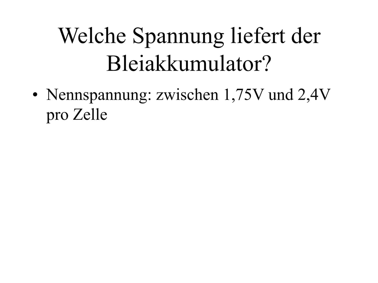 Der Bleiakkumulator
Verschlussdeckel
Plattenverbinder
Positive
Elektrode
(Bleidioxid)
Pluspol
Negative
Elektrode
(Bleischwamm)
Ⓒ Microsoft C