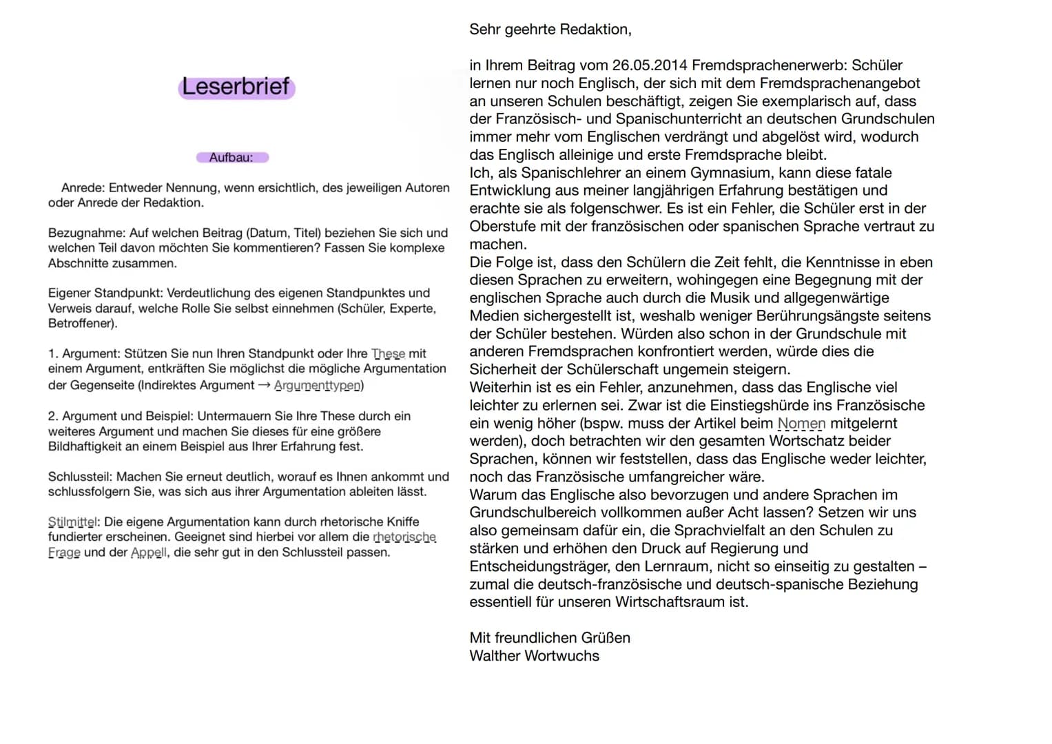 Kriterium Zusammenfassung Erörterung Leserbrief
Zeit
Präsens
Präsens
Publikum
Leserschaft
Stil
eigene
Meinung?
Hortanzahl 270-330
Überschrif