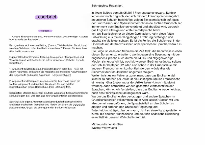 Kriterium Zusammenfassung Erörterung Leserbrief
Zeit
Präsens
Präsens
Publikum
Leserschaft
Stil
eigene
Meinung?
Hortanzahl 270-330
Überschrif