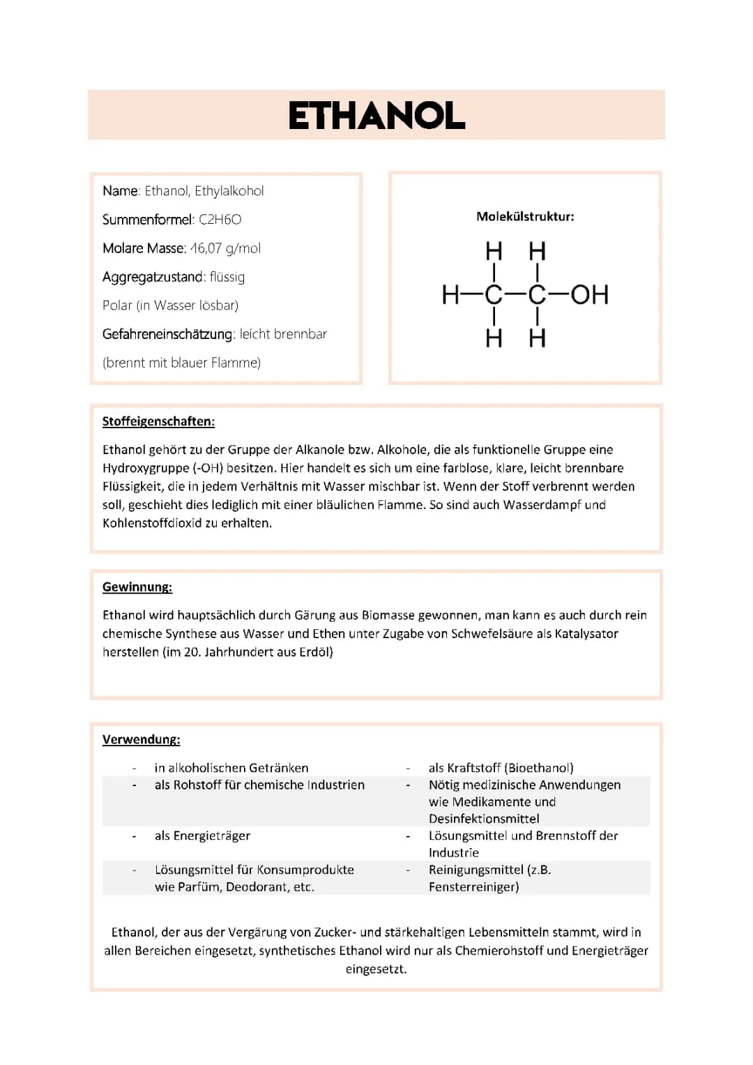 Ethanol: Eigenschaften, Verwendung und Wissenswertes