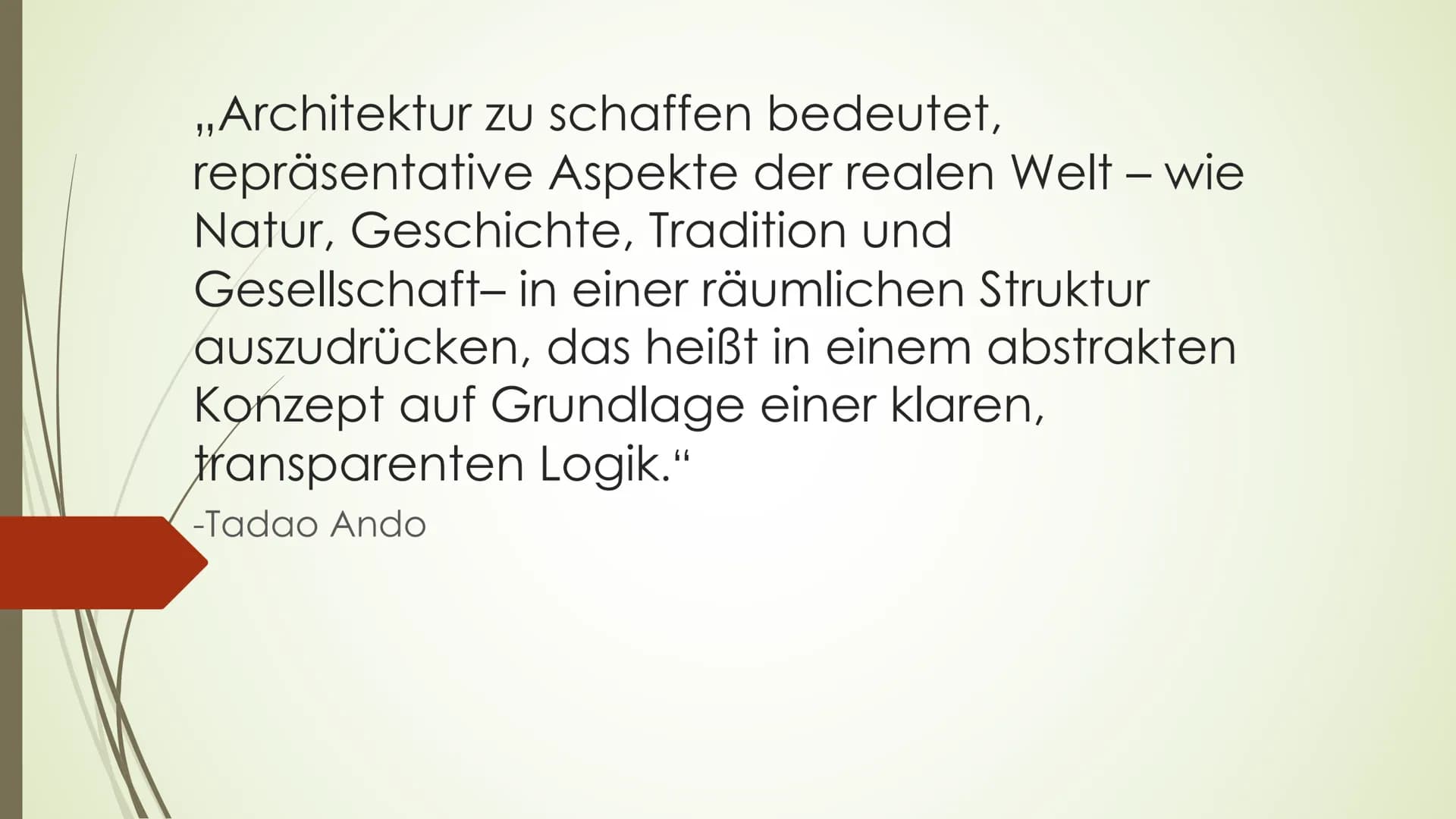 ,,Architektur zu schaffen bedeutet,
repräsentative Aspekte der realen Welt - wie
Natur, Geschichte, Tradition und
Gesellschaft- in einer räu