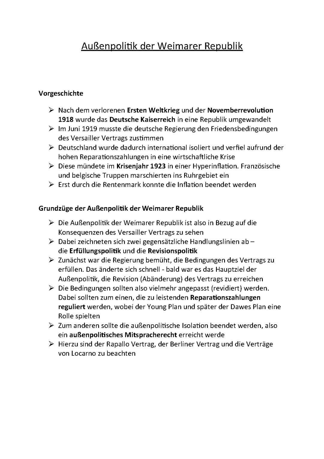 Außenpolitik der Weimarer Republik