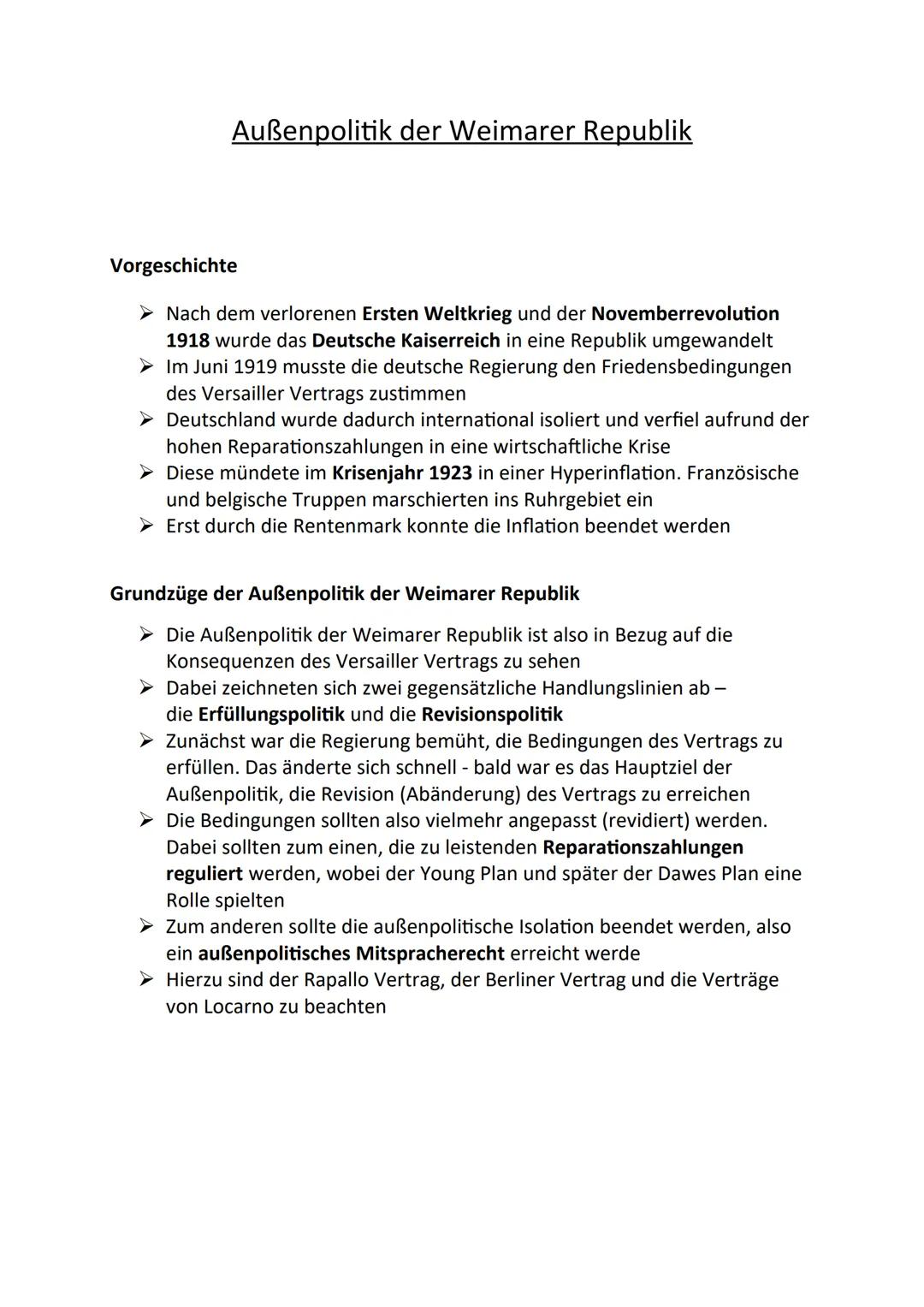 Außenpolitik der Weimarer Republik
Vorgeschichte
► Nach dem verlorenen Ersten Weltkrieg und der Novemberrevolution
1918 wurde das Deutsche K