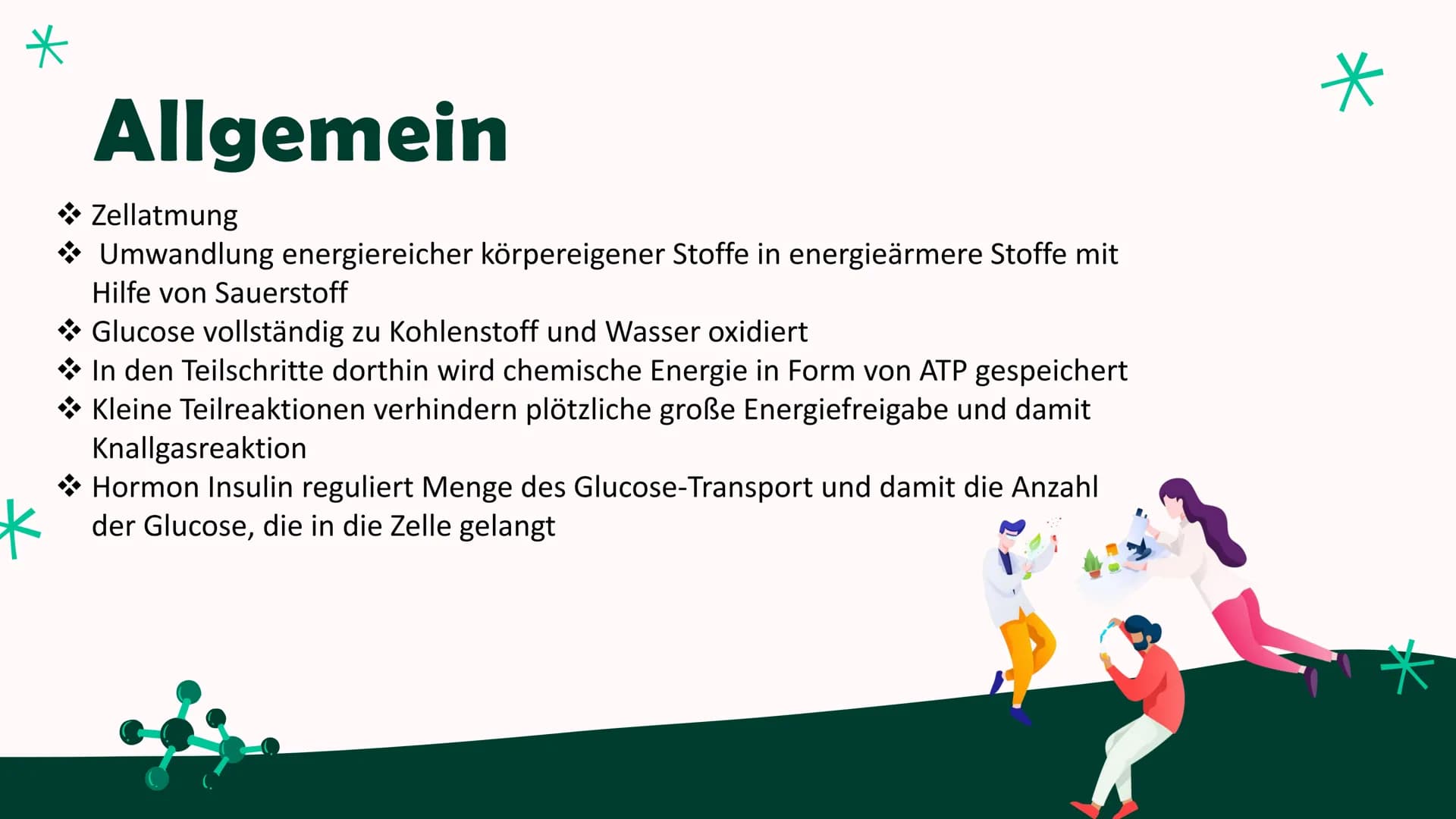 ZELLATMUNG
Annica Klinke
0⁰ Inhalt
*Allgemein
Glykolyse-Kurzübersicht
Glykolyse-Ablauf
Glykolyse-Ende
*Citratzyklus-Pyruvatoxidation
Citratz