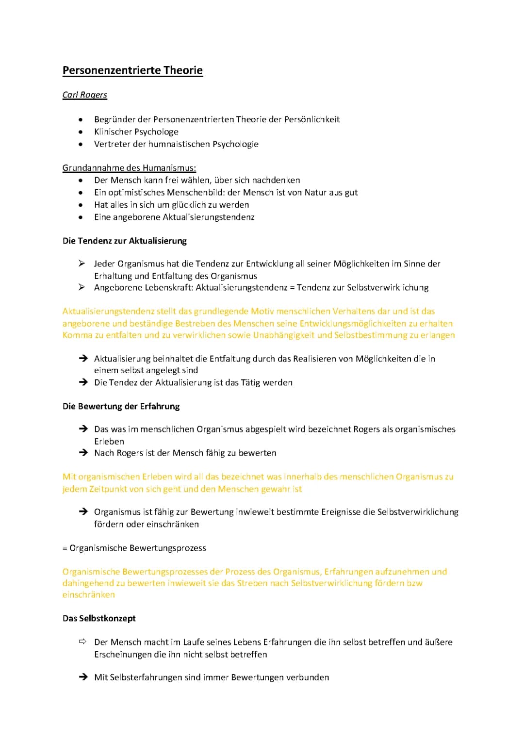 personenzentrierte Theorie Rogers 