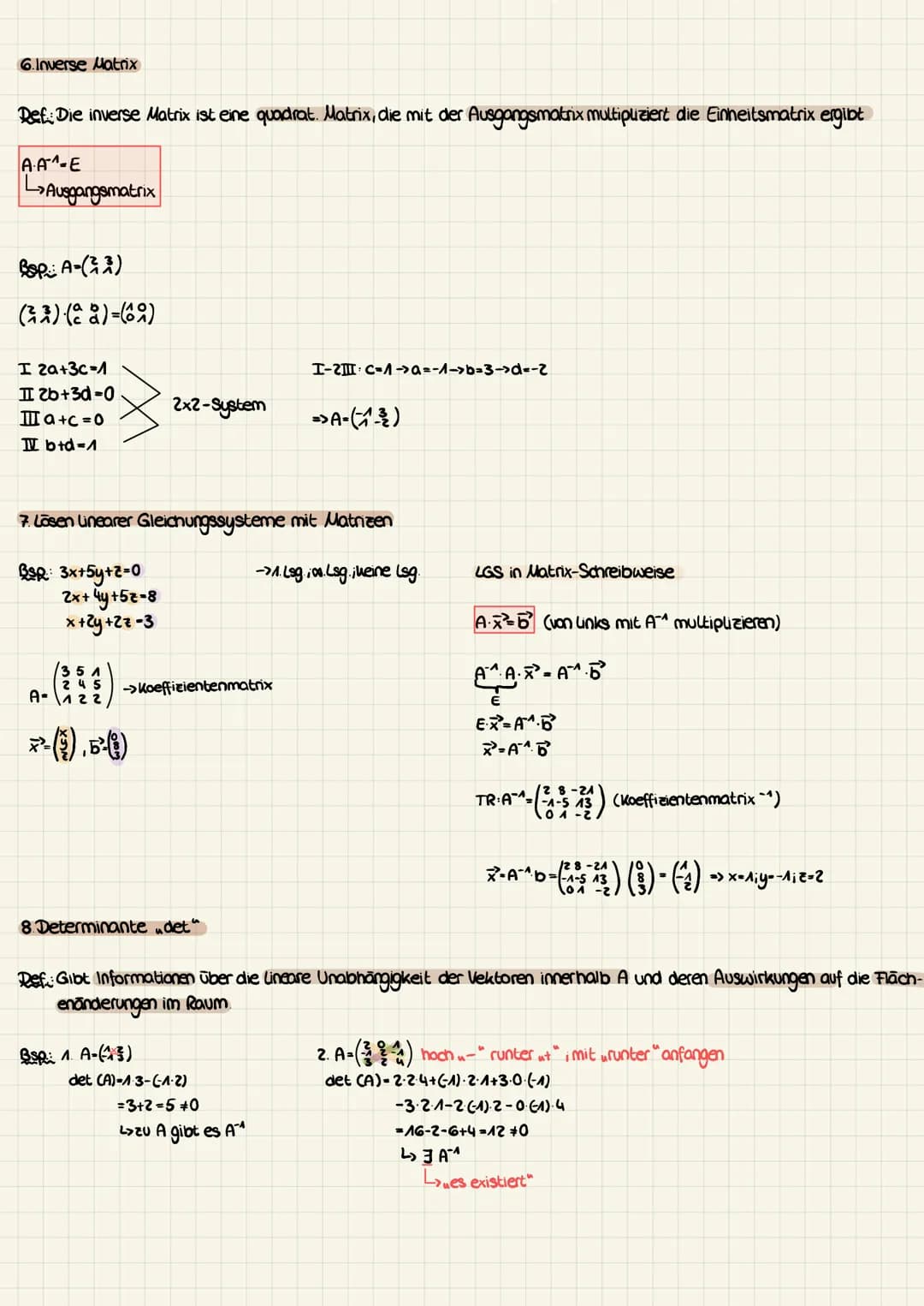 Zusammenfassung
Matrizen
Def:mxn-Matrix
zeile Spalte
A-91 912 0.18... Oun
ama amz amz amn.
Man schreibt kurz
A-(aj)i i=1,...,Mij=₁...
→> Zah