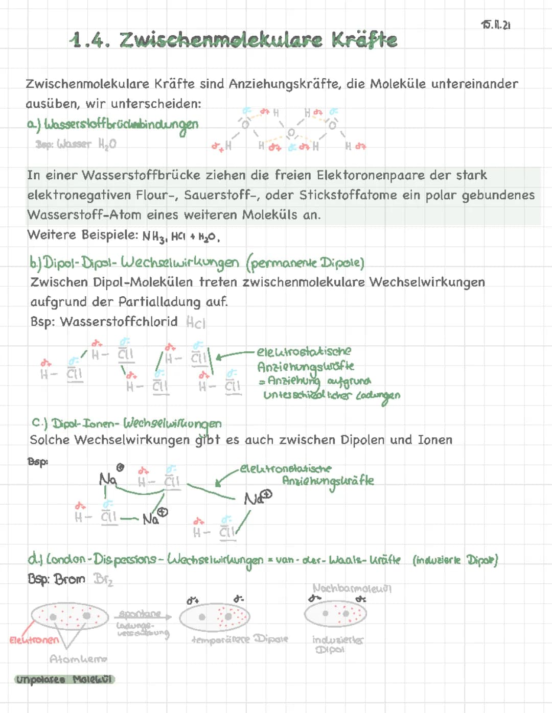 Zwischenmolekulare Kräfte