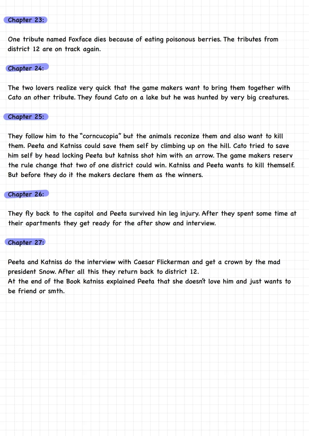 Reading Diary The Hunger Games:
By Ben Auerbach 10.6
Suzanne Collins
The Hunger Games
Klett English Editions
ok
Klett Summary's of the chapt