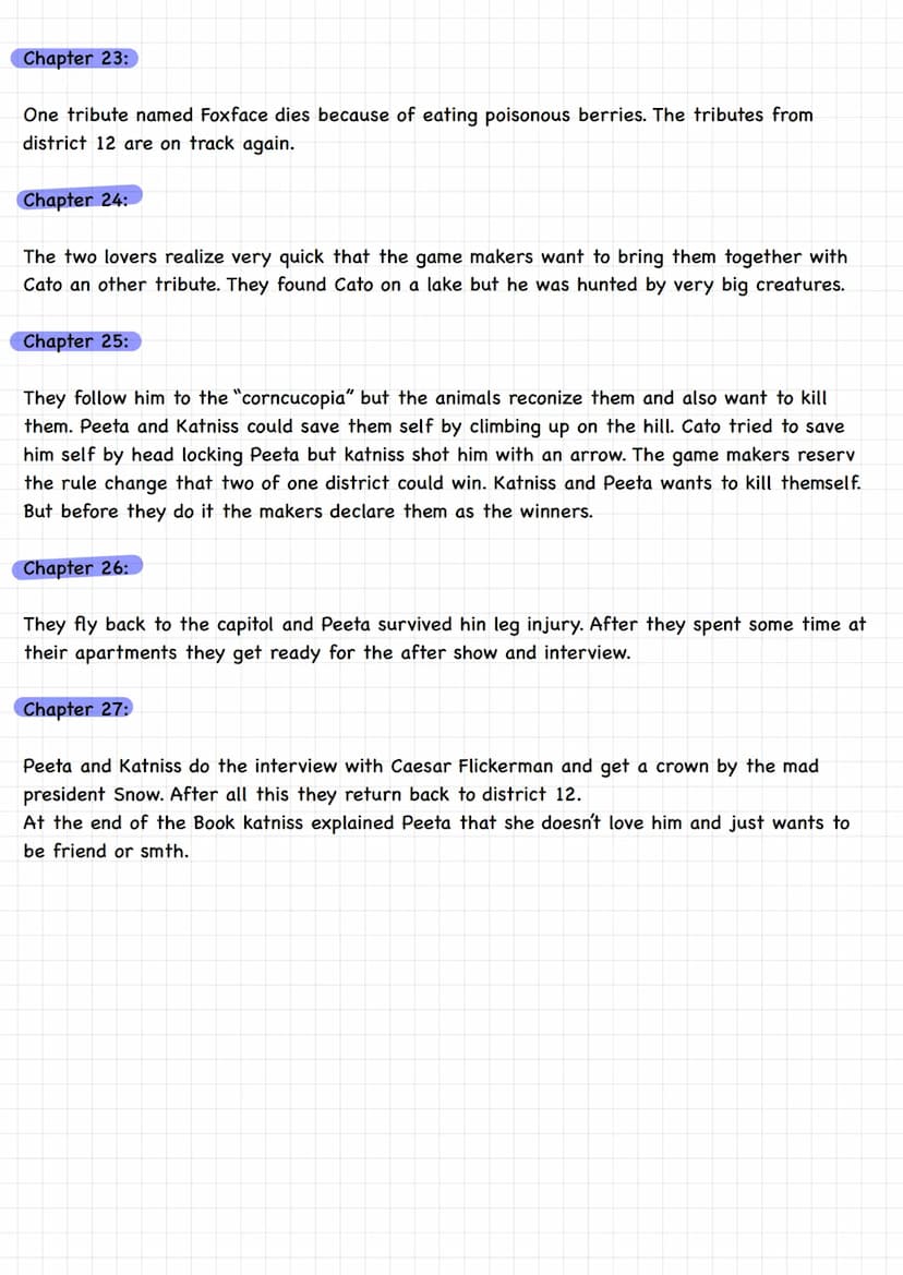 Reading Diary The Hunger Games:
By Ben Auerbach 10.6
Suzanne Collins
The Hunger Games
Klett English Editions
ok
Klett Summary's of the chapt