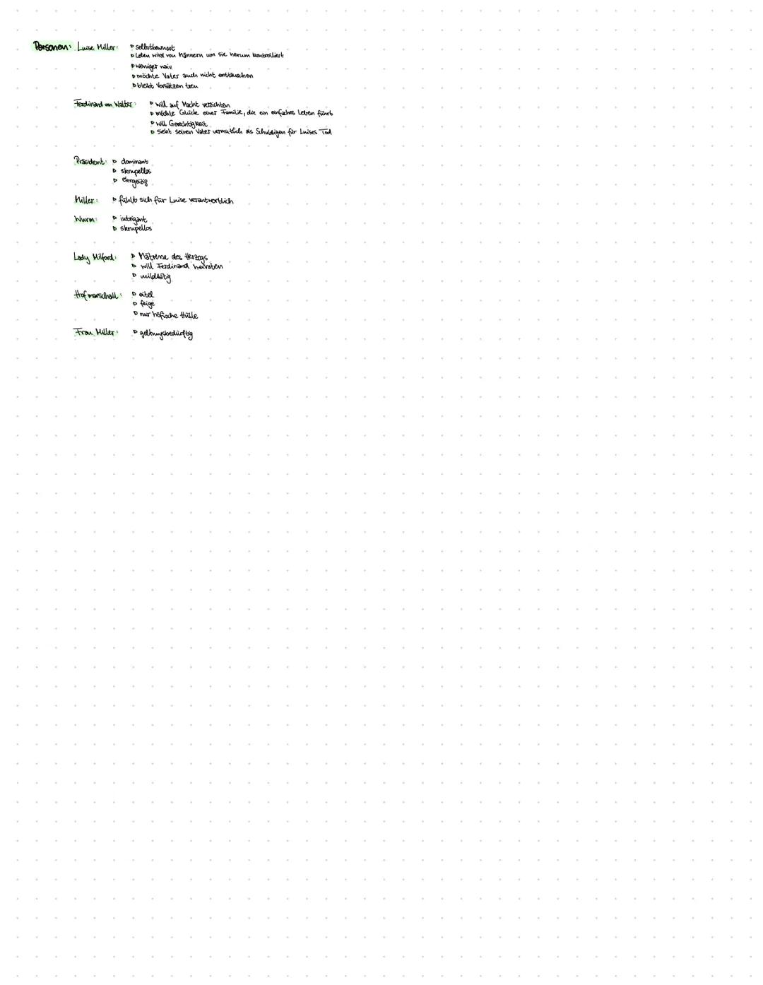 KABALE UND LIEBE

Personen

1.Ak Millers sprechen über Beziehung von Tochter Luise und Major Ferdinand von Walter -> Vater denkt aus Ehe kön