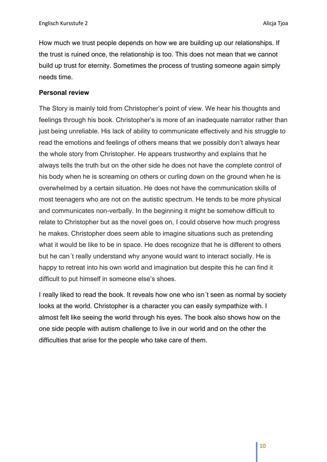 Englisch Kursstufe 2
Book review
16-Jan-23
The curious
incident of the dog
in the nighttime
#1 international bestseller
whitbread book of th