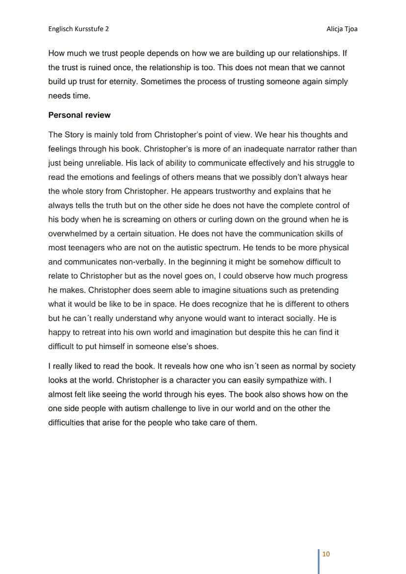 Englisch Kursstufe 2
Book review
16-Jan-23
The curious
incident of the dog
in the nighttime
#1 international bestseller
whitbread book of th