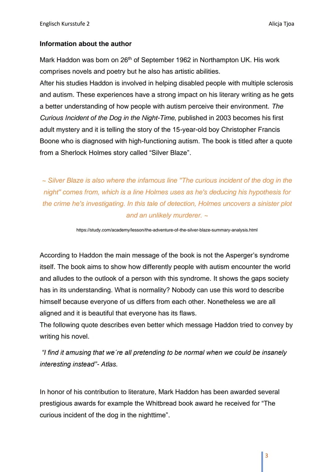 Englisch Kursstufe 2
Book review
16-Jan-23
The curious
incident of the dog
in the nighttime
#1 international bestseller
whitbread book of th
