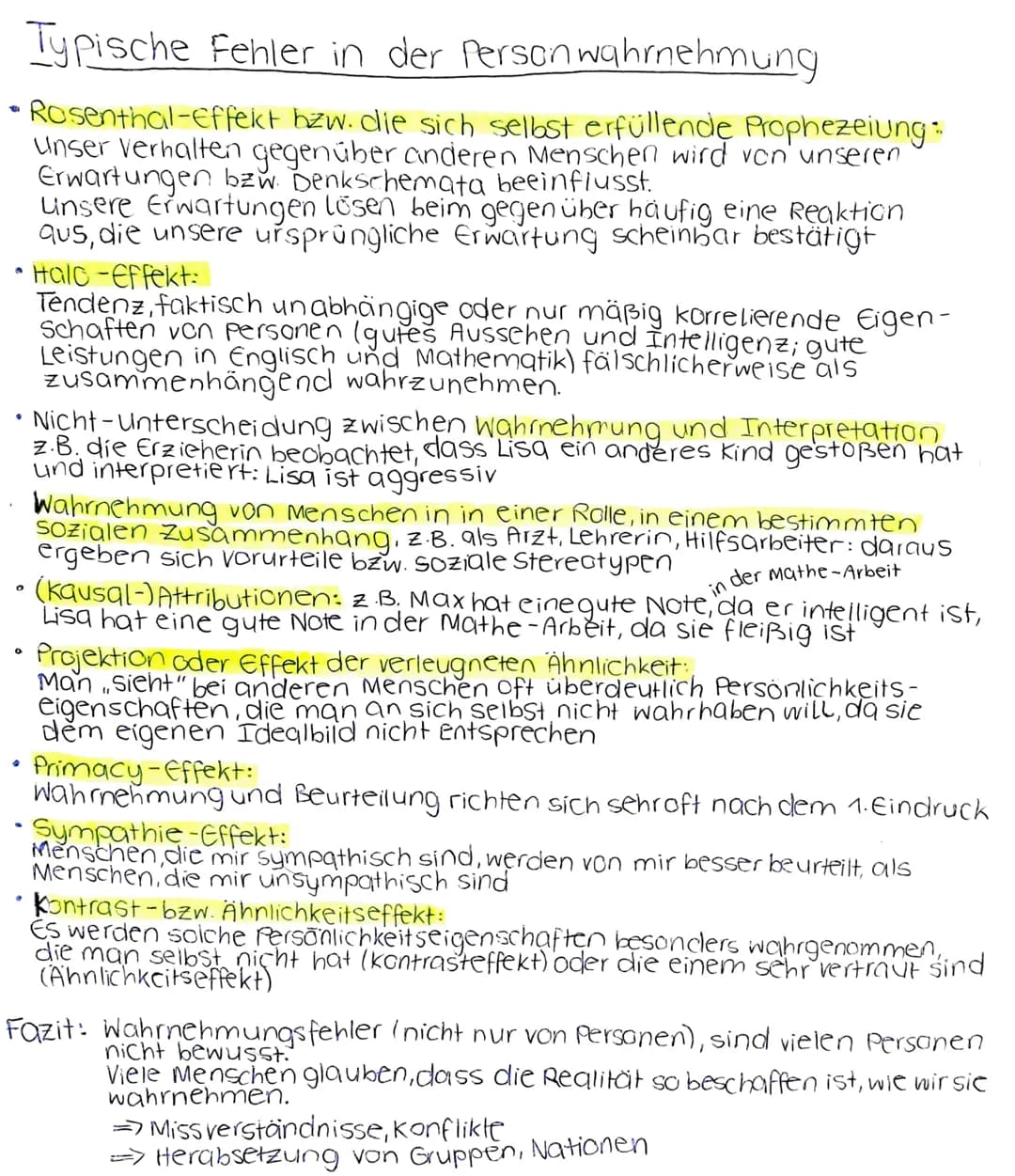 O
Typische Fehler in der Person wahrnehmung
Rosenthal-Effekt bzw. die sich selbst erfüllende Prophezeiung •
Unser Verhalten gegenüber andere