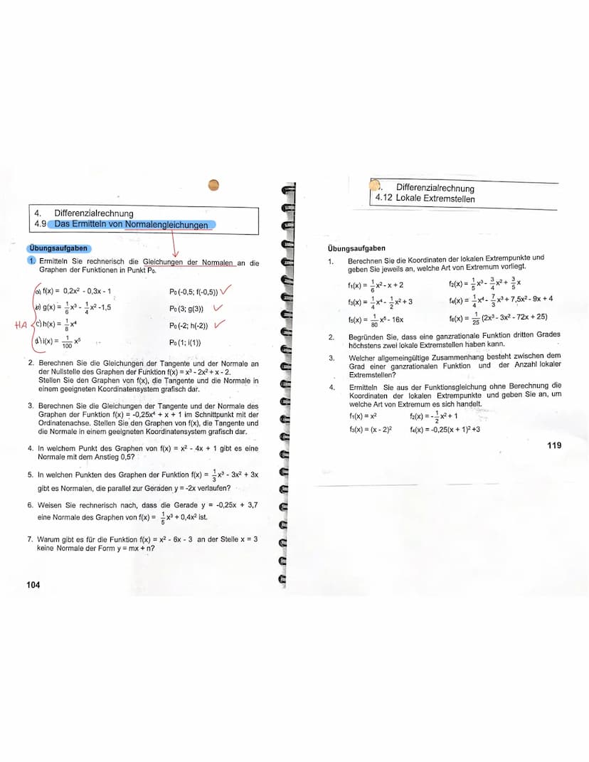 • Skizze:
P(21-11
•Beispiel:
Normalengleichung
Eine normale ist eine Gerade, die Senkrecht zu einem Graphen verläuft
› Bedingungen: für senk