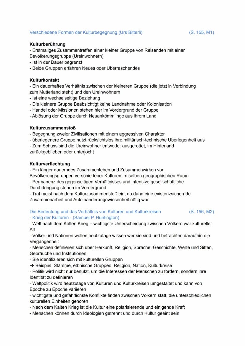 2.1 Kernmodul: Kulturkontakt und Kulturkonflikt
Kulturkontakt
- Die Theorie geht davon aus, dass jeder Mensch einer bestimmten Kultur/ Kultu