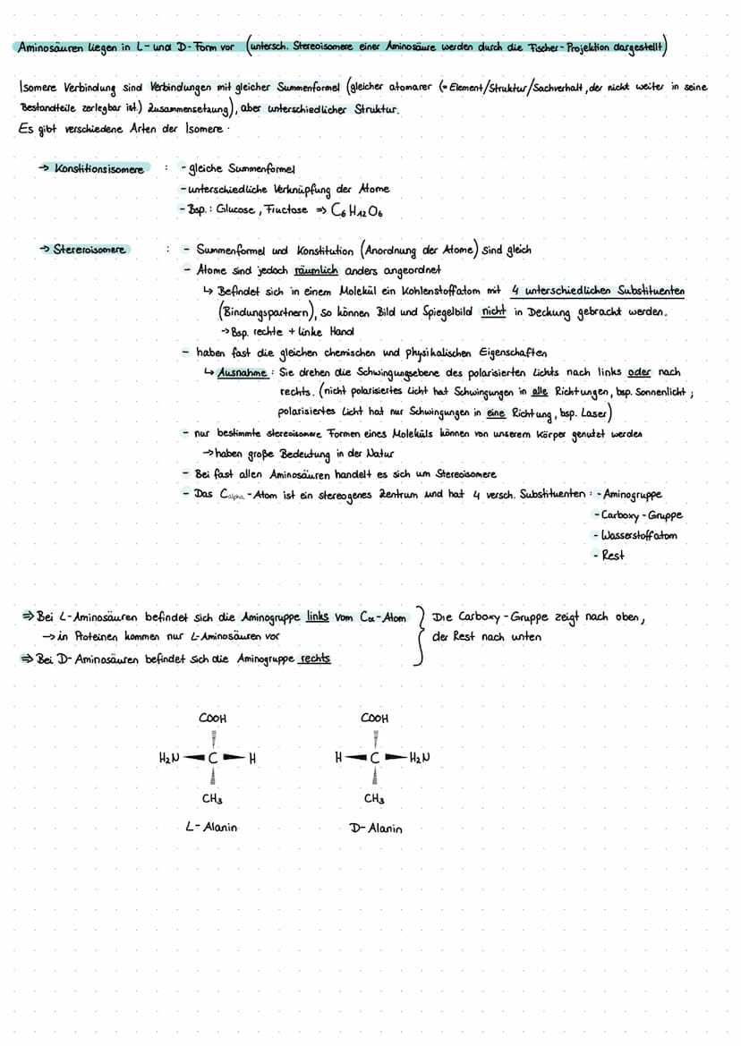 Zusammenfassung für die Klassenarbeit am 10.02.22
Aminosäuren und Proteine
Alle proteinogenen Aminosäuren (M) bestehen aus den Elementen C; 