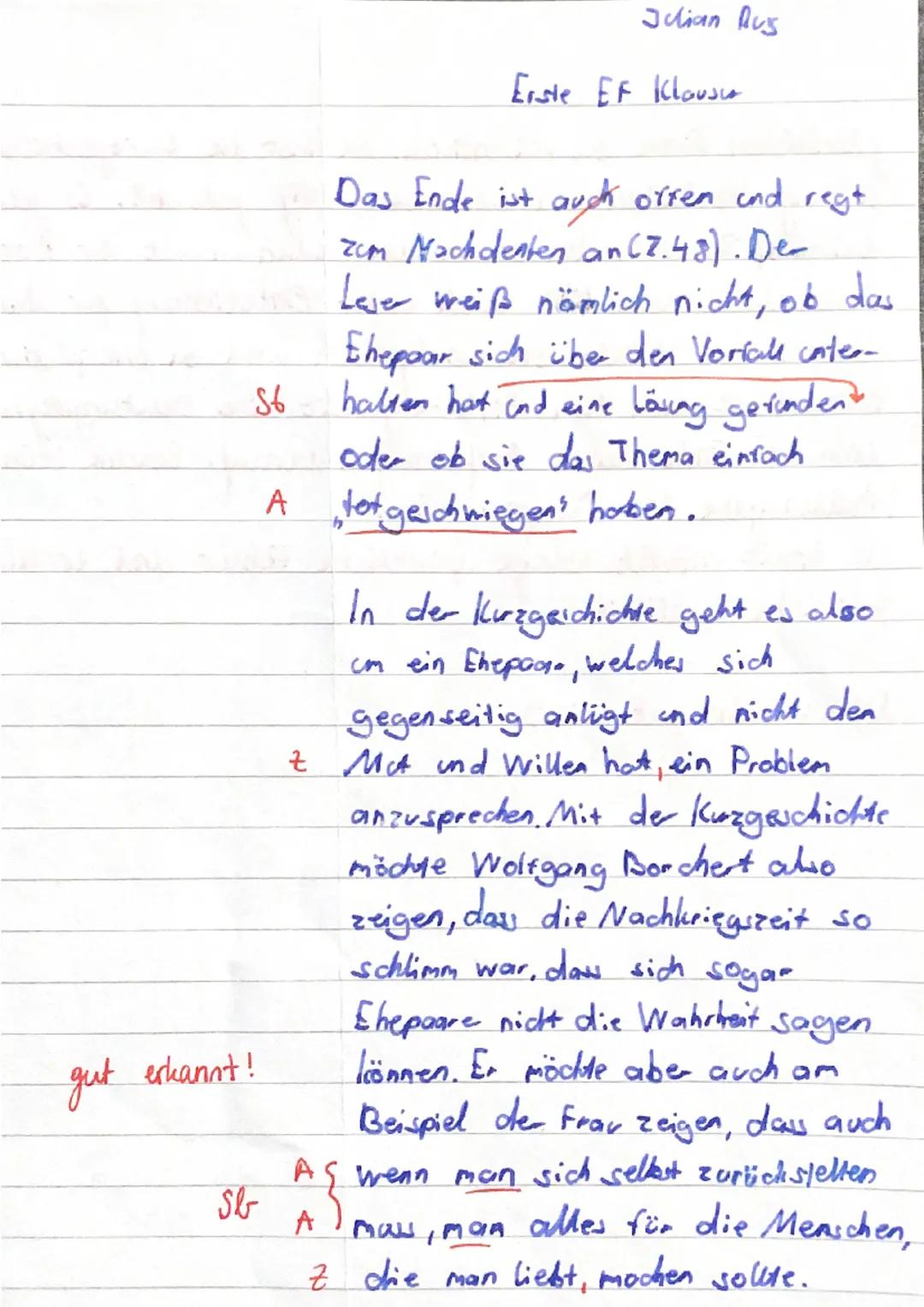 Rosner-Blumenthal
Text - Wolfgang Borchert: Das Brot (1946)
Aufgabenstellung:
Klausur Nr. 1/EF/GK Deutsch 4
Analysieren und interpretieren S