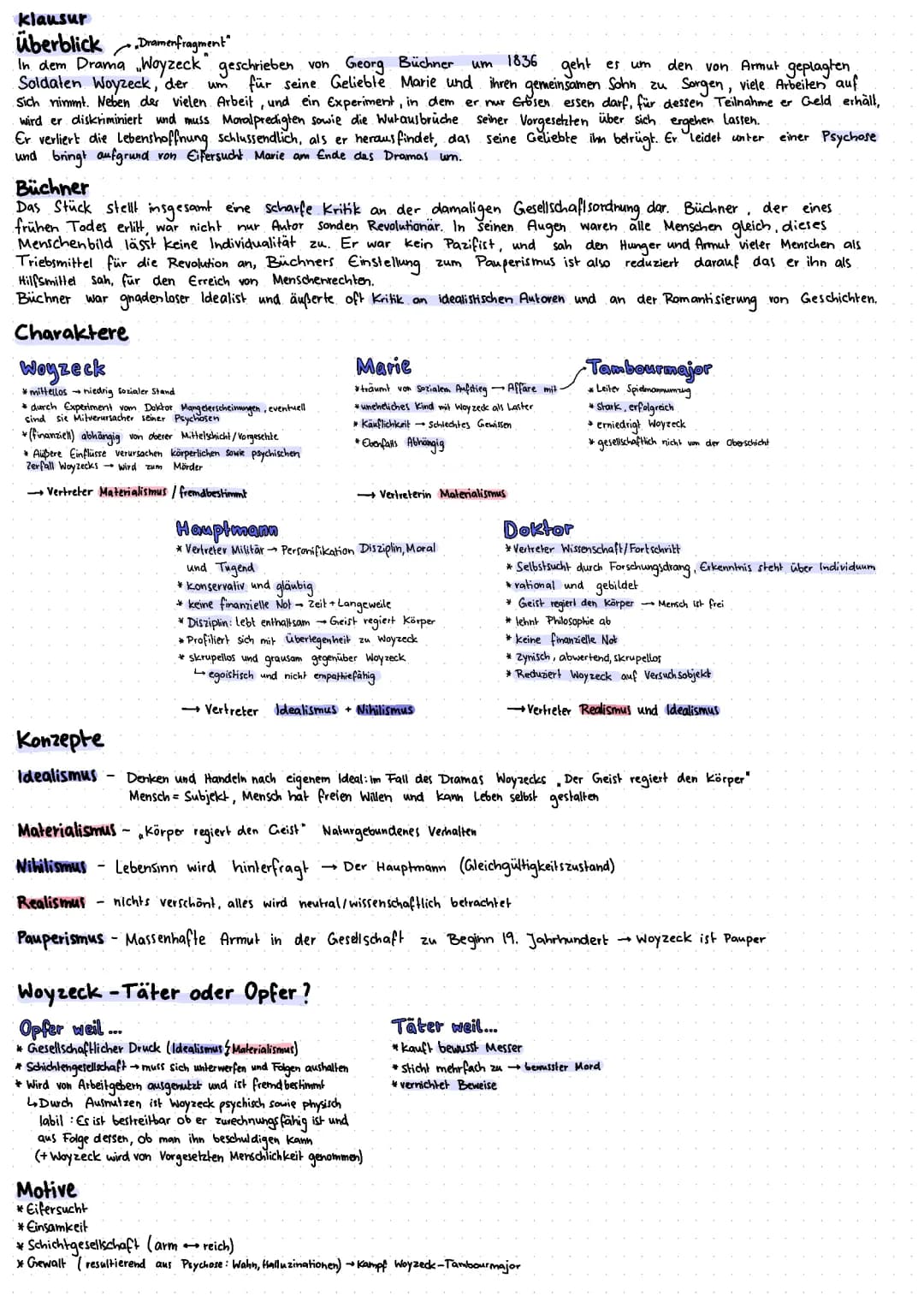 Woyzeck Überblick Klausurvorbereitung